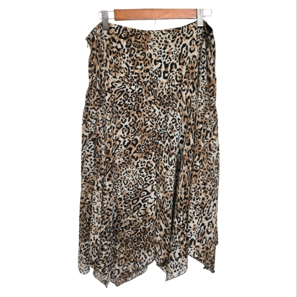 Vintage Hankerchief Leopard Cheetah Print Women's Maxi Skirt - Picture 2 of 6
